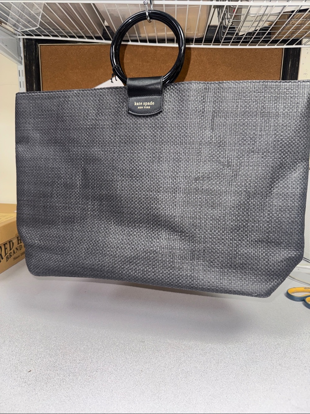 Kate Spade woven raffia tote bag